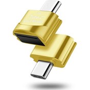 Resim Tip C Tf Adaptörü Otg Kart Okuyucu Samsung Uyumlu Huawei Tip-c Mikro Sd Adaptör Akıllı Altın 