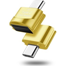 Resim Tip C Tf Adaptörü Otg Kart Okuyucu Samsung Uyumlu Huawei Tip-c Mikro Sd Adaptör Akıllı Altın 