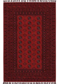 Resim Atlas 04 Kırmızı Mutfak Halısı Yıkanabilir Halı Kaymaz Taban Yolluk Afgan Halısı Salon Halısı 