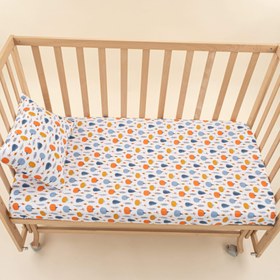 Resim Bebek Lastikli Çarşaf ve Yastık Kılıfı - Mavi Balkabağı 