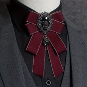 Resim 1 adet Erkekler için Şık Taşlı Papyon ve Kurdele, Polyester Non-Textile Dokuma, Sahne Performansı Sunucu Aksesuarı 