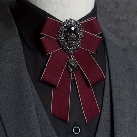 Resim 1 adet Erkekler için Şık Taşlı Papyon ve Kurdele, Polyester Non-Textile Dokuma, Sahne Performansı Sunucu Aksesuarı 