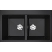 Resim Gradde Siyah Çıft Goz Granıt Eviye 51 x 82 Gr815 