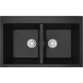 Resim Gradde Siyah Çıft Goz Granıt Eviye 51 x 82 Gr815 