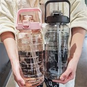 Resim 2000ml Büyük Kapasiteli Spor Su Şişesi Pipetli - Taşınabilir, Sızdırmaz Fitness & Dış Aktiviteler için, Dayanıklı PC Malzeme 