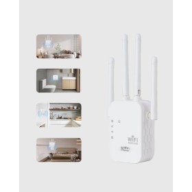 Resim Marsilyan 300MBPS Wifi Menzil Genişletici 4 Antenli Wpa3 Güvenlikli Priz Tipi Repeater 