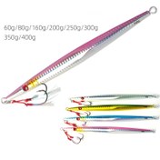 Resim Derin Deniz Balıkçılığı için Işıltılı Uzun Döküm Metal Jig - Hızlı Batan Kurşun Yem ile Karanlıkta Parlayan Özellik, 60g ila 300g / 400g, Mavi, Tek Paket 