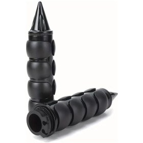 Resim Chuangyinshop Universal 1 İnç 25mm Siyah Motosiklet Gidon Tutacakları Harley Yamaha Honda Kawasaki Cruiser Chopper Bobber 