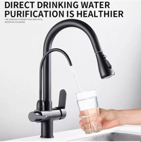 Resim Fleko Spiralli Arıtmalı Mutfak Bataryası Mat Siyah Eviye Bataryası Siyah 