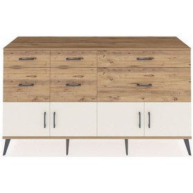Resim Kronos Konsol Tek Raflı 6 Çekmeceli 4 Kapaklı 176x59x99 Çam-aytaş Çam-aytaşı/çam 