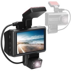 Resim Teltree Araba Sürücü Kaydedici İki Kameralı 1080p Ön + 720p İç 3" Ekran Kızılötesi Gece Görüşü G-sensor Döngü Kayıt Siyah Yerleşik Li-pil 