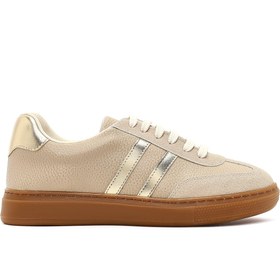 Resim Derimod Kadın Bej Bağcıklı Kalın Tabanlı Sneaker 25AFE145414 