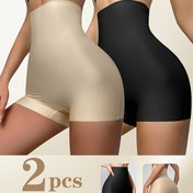 Resim 2 Adet Kadın Yüksek Bel Şekillendirici Şortlar - Karın Kontrolü, Kalça Kaldırıcı, Dikişsiz Zayıflama Yoga ve Spor Şortları, Bej & Siyah, Rahat Bel Eğitmen İç Çamaşırı, Yüksek Bel Şortlar 