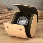 Resim Onywatch Tekli Saat Kutusu Bej Renk Içi Oğlak Süet - Watch Roll - Watch Box Saat Çantası 