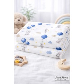 Resim More Home Çok Amaçlı Müslin Örtü, Müslin Bebek Battaniyesi, %100 Pamuk Tek Katlı Müslin BEZ,90X90 cm 