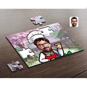 Resim Kişiye Özel Erkek Chef Karikatürlü Ahşap Puzzle-14 