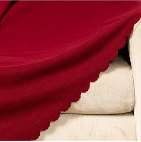 Resim Bordo Dokuma Kadife Şönil Düz Kumaş Çift Taraflı Koltuk Şalı Örtü 