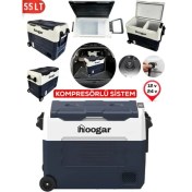 Resim Tay-Tech Hoogar German Ea 55 Ltx Geniş Kabin Tekerlekli LED Ekran Oto Kamp Buzdolabı 12-24 Volt -20 Derece Hızlı Ssoğutma 
