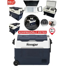 Resim Tay-Tech Hoogar German Ea 55 Ltx Geniş Kabin Tekerlekli LED Ekran Oto Kamp Buzdolabı 12-24 Volt -20 Derece Hızlı Ssoğutma 
