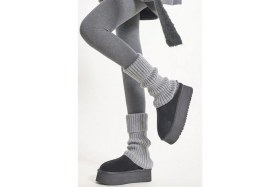 Resim Moibody %100 Akrilik Premium Triko Örgü Leg Warmer Gri Hafif ve Taşınabilir Ayak Isıtıcı 