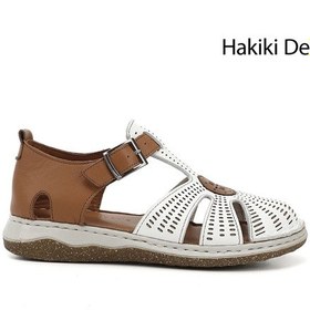 Resim Gönderi R Beyaz Dolgu Topuk Hakiki Deri Sandalet Beyaz 