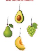 Resim Meröka 4 Adet Efsunlu Meyveler Bahar Kokulu Meyve Tasarımları Oto Kokusu ve Torpido Aksesuarı 