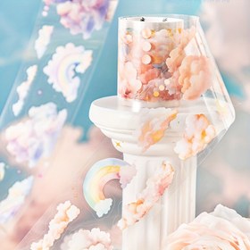 Resim Bulut Serisi Washi Bant Rulosu, 1 Rulo - Bulut Desenli Hediye Paketleme Sızdırmazlık Çıkartmaları Scrapbooking, Günlük, Telefon Kılıfı, Su Şişesi, Defter ve Sanat ve El Sanatları Süslemeleri için 