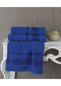 Resim Cotton Jakarlı Rebeka Desenli El Havlusu 50x90 Saks Mavi 