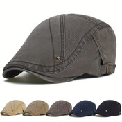Resim Erkek Kadın Dört Mevsim Pamuklu Haber Şapkası Düz Ivy Beret Golf Sürüş Şapka Yumuşak Moda Casual Şapka 