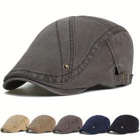 Resim Erkek Kadın Dört Mevsim Pamuklu Haber Şapkası Düz Ivy Beret Golf Sürüş Şapka Yumuşak Moda Casual Şapka 