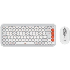 Resim Logıtech Pop Icon Combo, Beyaz-turuncu, 920-013076, Kablosuz, Türkçe Q, Klavye Mouse Set Lazer 