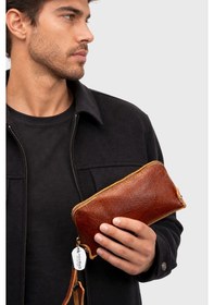 Resim Westbag Unisex Hakiki Dana Derisi Bileklikli El Tutmalı Clutch Çanta Taba 