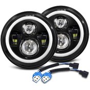 Resim Motion003 2 Adet 17.78 Cm Led Motosiklet Farları Melek Göz Tasarım Gündüz Çalışan Işıklar Sarı Dönüş Sinyalleri 12v H4 Adaptörü Dahil 