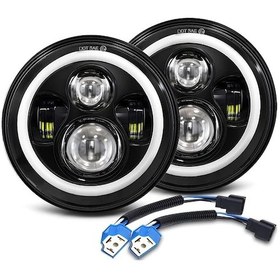 Resim Motion003 2 Adet 17.78 Cm Led Motosiklet Farları Melek Göz Tasarım Gündüz Çalışan Işıklar Sarı Dönüş Sinyalleri 12v H4 Adaptörü Dahil 