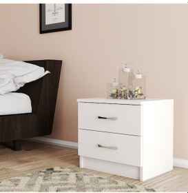 Resim Moxen Mobilya Beyaz 2 Çekmeceli Komodin KMD2001 