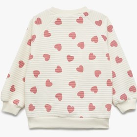 Resim Kız Bebek Kalp Desenli Uzun Kollu Bisiklet Yaka Sweatshirt 