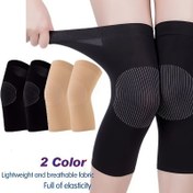 Resim Erkekler ve kadınlar için hafif, nefes alabilir diz destek aracı olan, hava koşullarına uygun oda stili dikişsiz görünmez diz pedleri, yaz aylarında dış mekan sporları için çift diz pedi 