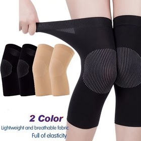 Resim Erkekler ve kadınlar için hafif, nefes alabilir diz destek aracı olan, hava koşullarına uygun oda stili dikişsiz görünmez diz pedleri, yaz aylarında dış mekan sporları için çift diz pedi 