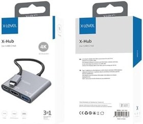 Resim X-Level Macbook ile Uyumlu 3'ü 1 Arada Type-C Hub, 4K HDMI, USB 3.0, Type-C PD Şarj Destekli, Kompakt Tasarım, Özel Kılıflı, Görüntü Aktarımını Destekler, XMH7800, Gri 