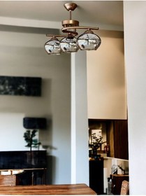 Resim AVİZEVİ Avizeviaydınlatma Metalik Kahverengi Füme Camlı 3 Lü Poyraz 