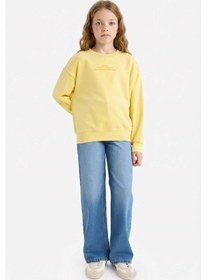 Resim Defacto 29 Ekim Cumhuriyet Bayramı Relax Fıt Bisiklet Yaka Baskılı Sweatshirt Kız Çocuk E6782a826spyl115 Sarı-yl115 