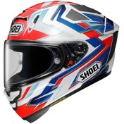 Resim Shoei X-Spirit Pro Escalate Tc-10 Kapalı Kask Beyaz - Kırmızı - Mavi 