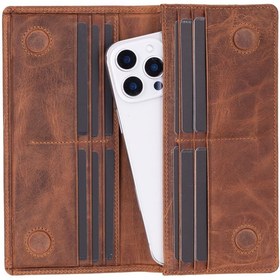 Resim artlab Art Aura Hakiki Deri, El Yapımı, Telefon Bölmeli, Kadın Cüzdanı, Açık Kahve Lab 