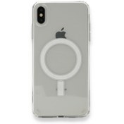 Resim Smody iPhone x Kılıf Kablosuz Şajlı Şeffaf Silikon Magsafe Şeffaf 