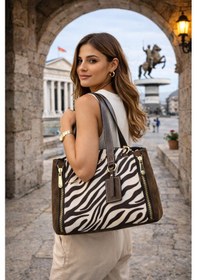 Resim Dukidaso Yeşil Zebra Desenli Kadın Omuz Çantası Yeşil T8347 