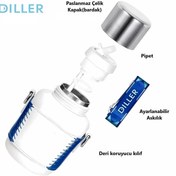 Resim DILLER 570ml Kılıflı Taşıma Askılı Çift Kullanım Pipetli /bardaklı Çelik Matara 6 Saat Sıcak/soğuk 