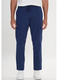 Resim AC&Co / Altınyıldız Classics Erkek Lacı Comfort Fit Rahat Kesim Pamuklu Esnek Yan Cepli Kargo Pantolon Lacivert 