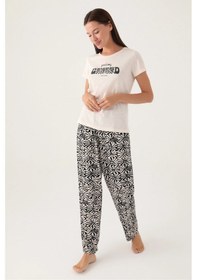 Resim Pierre Cardin 8787 Kadın Kısa Kol Pijama Takımı Krem Vanilya Krem 