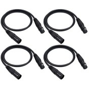 Resim Leezsing Dmx512 Sinyal Kablosu Xlr Mikrofon Kablosu Siyah 1 Metre 4 Adet Paketi Güvenli Bağlantı İçin 