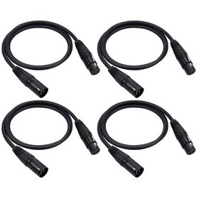 Resim Leezsing Dmx512 Sinyal Kablosu Xlr Mikrofon Kablosu Siyah 1 Metre 4 Adet Paketi Güvenli Bağlantı İçin 
